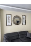 3’lü Bronz Aynalı 65 cm Saat ve 30x70 cm Tablolar Set