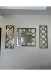 3’lü Bronz Aynalı X Model Duvar Saati(80*80 cm) ve Dekoratif aynalar Seti(35*100 cm)