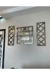 3’lü Bronz Aynalı X Model Duvar Saati(80*80 cm) ve Dekoratif aynalar Seti(35*100 cm)