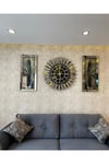 3’lü Bronz Renk 65 cm Saat ve 30x70 cm Tablolar Set