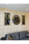 3’lü Bronz Renk 65 cm Saat ve 30x70 cm Tablolar Set