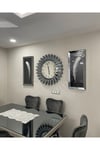 3’lü Füme Renk 65 cm Piyano Saat ve 30*70 cm Tablo Set