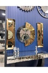 3’lü Gold Aynalı 70 cm Yelpaze Saat ve 25*90 cm Gold Aynalar Seti