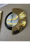 3’lü Gold Aynalı 70 cm Yelpaze Saat ve 25*90 cm Gold Aynalar Seti