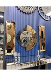 3’lü Gold Aynalı 70 cm Yelpaze Saat ve 25*90 cm Gold Aynalar Seti