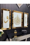 3 lü GOLD AYNALI AYETEL KÜRSİ, ELİF VE VAV TABLO SET