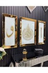3 lü GOLD AYNALI AYETEL KÜRSİ, ELİF VE VAV TABLO SET
