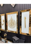 3 lü GOLD AYNALI AYETEL KÜRSİ, ELİF VE VAV TABLO SET