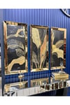 3’lü Gold Aynalı Gold Çerçeveli Herbiri 40x90 cm Aynalı Tablo set