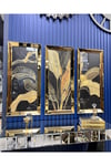 3’lü Gold Aynalı Gold Çerçeveli Herbiri 40x90 cm Aynalı Tablo set
