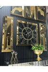 3’lü GOLD AYNALI MERMER DESEN SAAT SET