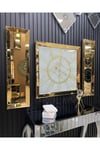 3’lü GOLD AYNALI MERMER DESEN SAAT SET