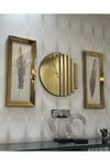 3’lü Gold Renk Ritmik Saat ve Tüy Tablo Seti