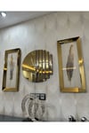 3’lü Gold Renk Ritmik Saat ve Tüy Tablo Seti
