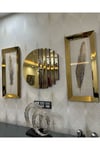 3’lü Gold Renk Ritmik Saat ve Tüy Tablo Seti