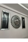 3’lü Gümüş Renk 65 cm Piyano Saat ve 30x70 cm Tüy Tablo Seti