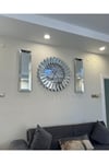 3’lü Gümüş Renk 83 Cm Saat Ve 25*90 Cm Aynalar Set