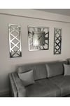 3’lü Gümüş X Model Duvar Saati(80*80 cm) ve Dekoratif Aynalar Seti(35*100 cm)