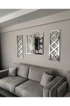 3’lü Gümüş X Model Duvar Saati(80*80 cm) ve Dekoratif Aynalar Seti(35*100 cm)