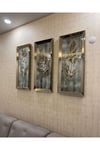 3’lü Her Biri 30*70 cm Bronz Aynalı Güz Yaprakları Tablo Seti
