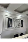 3’lü X Model 80*80 cm Aynalı Duvar Saati ve 40*90 cm Tüy Tablolar
