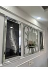 3’lü X Model 80*80 cm Aynalı Duvar Saati ve 40*90 cm Tüy Tablolar