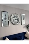 65 cm Çapında Saat ve 30x70 cm Gümüş Tablolar Set