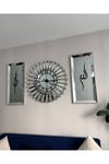 65 cm Çapında Saat ve 30x70 cm Gümüş Tablolar Set