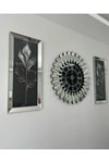 65 cm Gümüş Renk Piyano Saat ve 30*70 cm Gümüş Aynalı Tablo Set