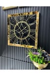 70*70 cm Gold Mermer Desenli Aynalı Saat
