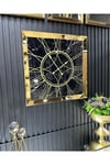 70*70 cm Gold Mermer Desenli Aynalı Saat