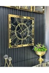 70*70 cm Gold Mermer Desenli Aynalı Saat