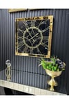 70*70 cm Gold Mermer Desenli Aynalı Saat