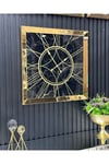 70*70 cm Gold Mermer Desenli Aynalı Saat