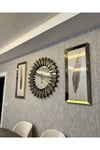 Bronz Aynalı 65 cm Çapında Saat ve 30x70 cm Tablolar 3’lü Set