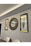Bronz Aynalı 65 cm Çapında Saat ve 30x70 cm Tablolar 3’lü Set