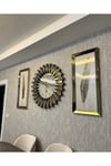 Bronz Aynalı 65 cm Çapında Saat ve 30x70 cm Tablolar 3’lü Set