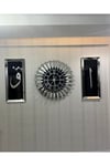 Gümüş Aynalı 3’lü 65 cm Saat ve 30*70 cm Tablo Seti