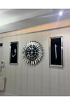 Gümüş Aynalı 3’lü 65 cm Saat ve 30*70 cm Tablo Seti