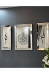 GÜMÜŞ AYNALI, AYNAYA SİM İŞLEMELİ AYETEL KÜRSİ, ALLAH VE MUHAMMED TABLO SET