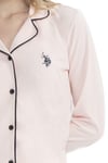 U.s Polo Assn. 11000 Kadın Uzun Kollu Önden Düğmeli Gömlek Pijama Takım-Pembe