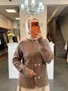 Angora Gold Button Ceket Kazak & Bej Kloş Etek Kombini