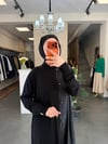 Niliwi Garantili Düğme Detaylı Çift Dokulu Triko Elbise - Siyah / Füme