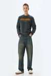 Koton Bisiklet Yaka Sweatshirt Kolej Nakışlı Şardonlu Pamuk Karışımlı