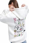 Koton Bugs Bunny Lisanslı Arkası Baskılı Şardonlu Uzun Kollu Kapüşonlu Oversize Sweatshirt