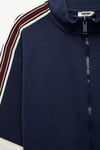 Koton Çocuk Uzun Kollu Çizgili Şerit Detaylı Dik Yaka Fermuarlı Oversize Ceket