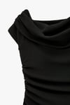Koton Drape Detaylı Kolsuz Omzu Açık Madonna Yaka Mini Krep Elbise