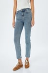 Koton Düz Paça Normal Bel Düğmeli Cep Detaylı Kot Pantolon - Straight Fit Jean