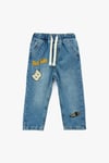Koton Erkek Bebek Beli Bağcıklı Cepli İşleme Detaylı Pamuklu Denim Pantolon