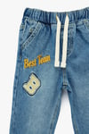 Koton Erkek Bebek Beli Bağcıklı Cepli İşleme Detaylı Pamuklu Denim Pantolon